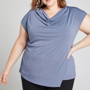 Lane Bryant 26/28 drape-neck top grayish blue plus